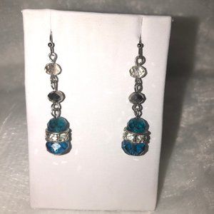 Blue Crystal Bead Drop Earrings
